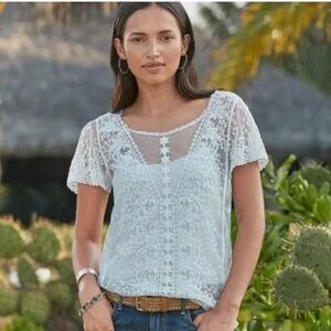 Sundance light blue Lace Blouse size L